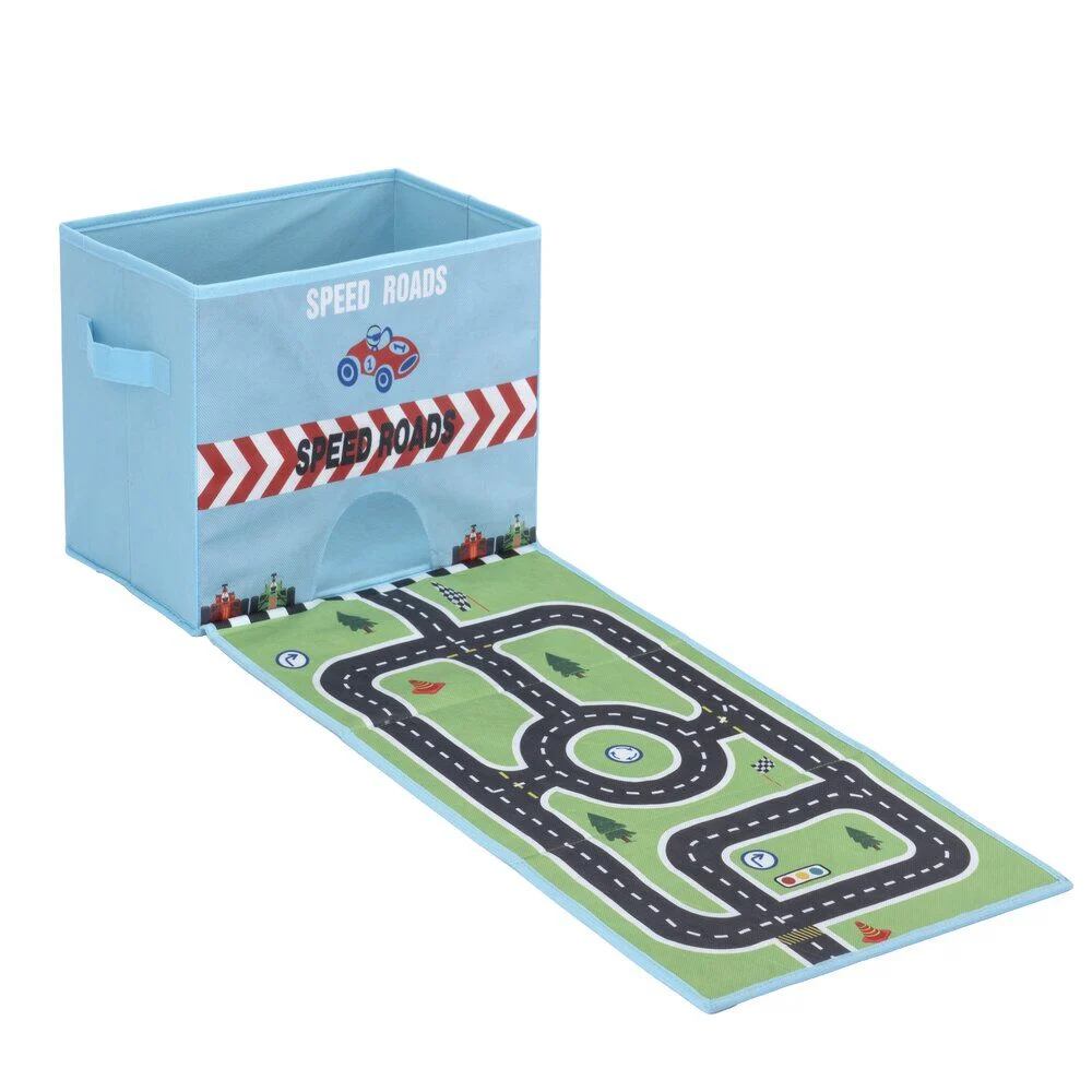 Boîte de rangement avec tapis de jeux circuit ou safari - 2 modèles