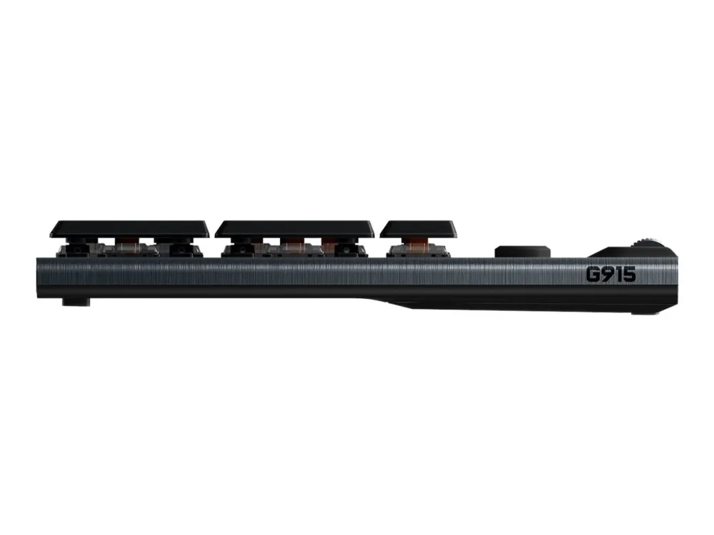 Logitech G915 LIGHTSPEED Wireless RGB Mechanical Gaming Keyboard - GL Tactile - Tastatur - bagbelyst - trådløs - Bluetooth, 2.4 GHz - Nordisk - tastkontakt: GL Tactile - sort