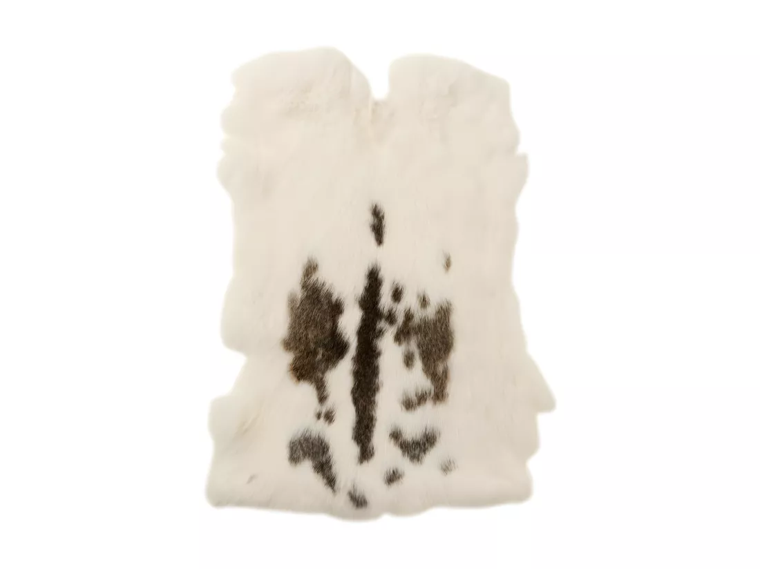Peau De Lapin Blanc/Marron Points - L 53 x l 36 x H 0,5 cm