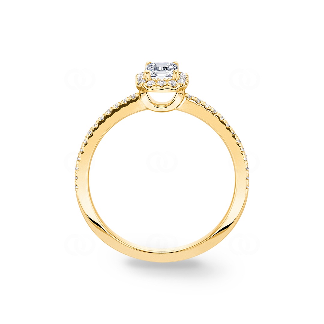 Emerald Halo Diamantring 750/18 K Gelbgold 0.71 ct G/si