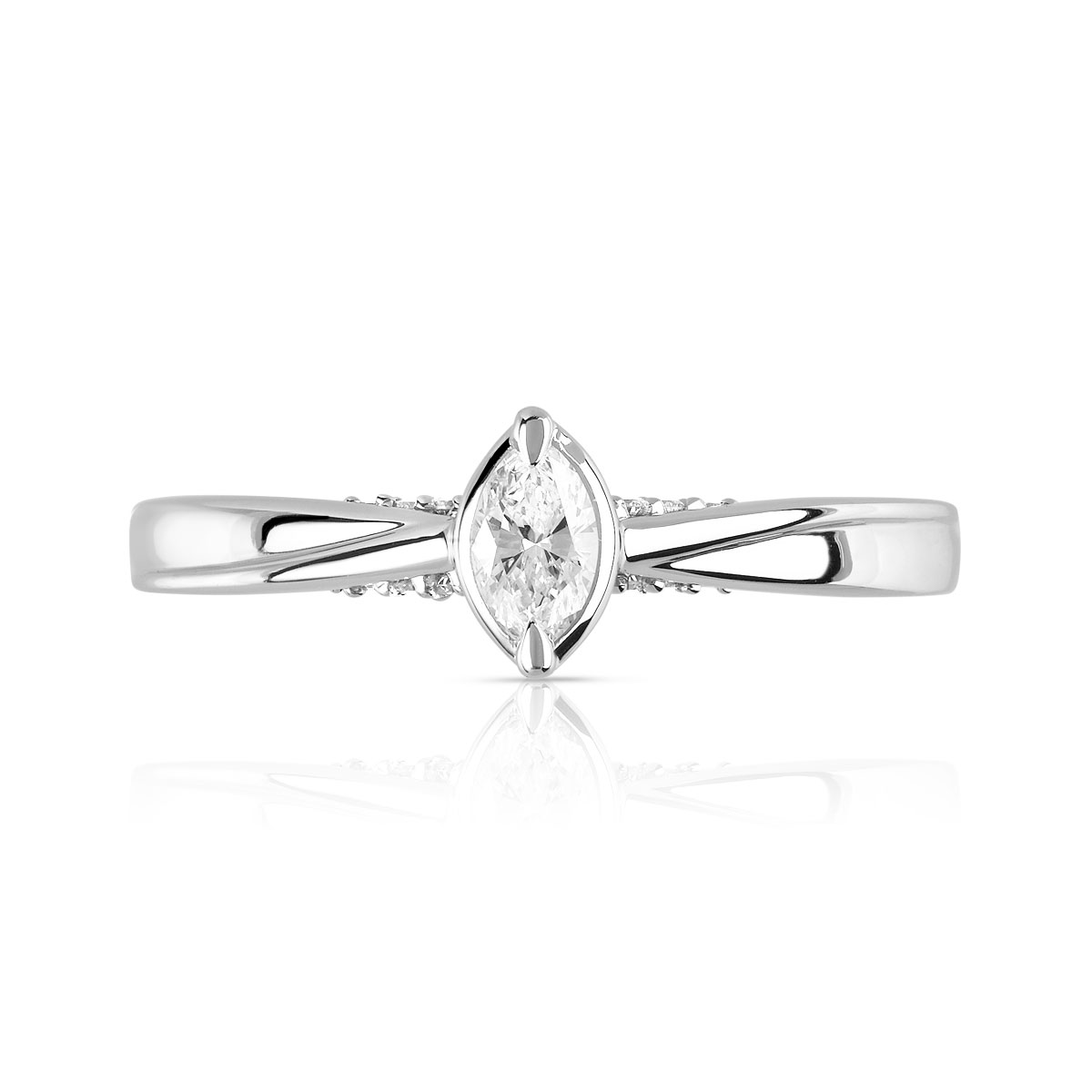 Bague or 750 blanc diamant et saphir