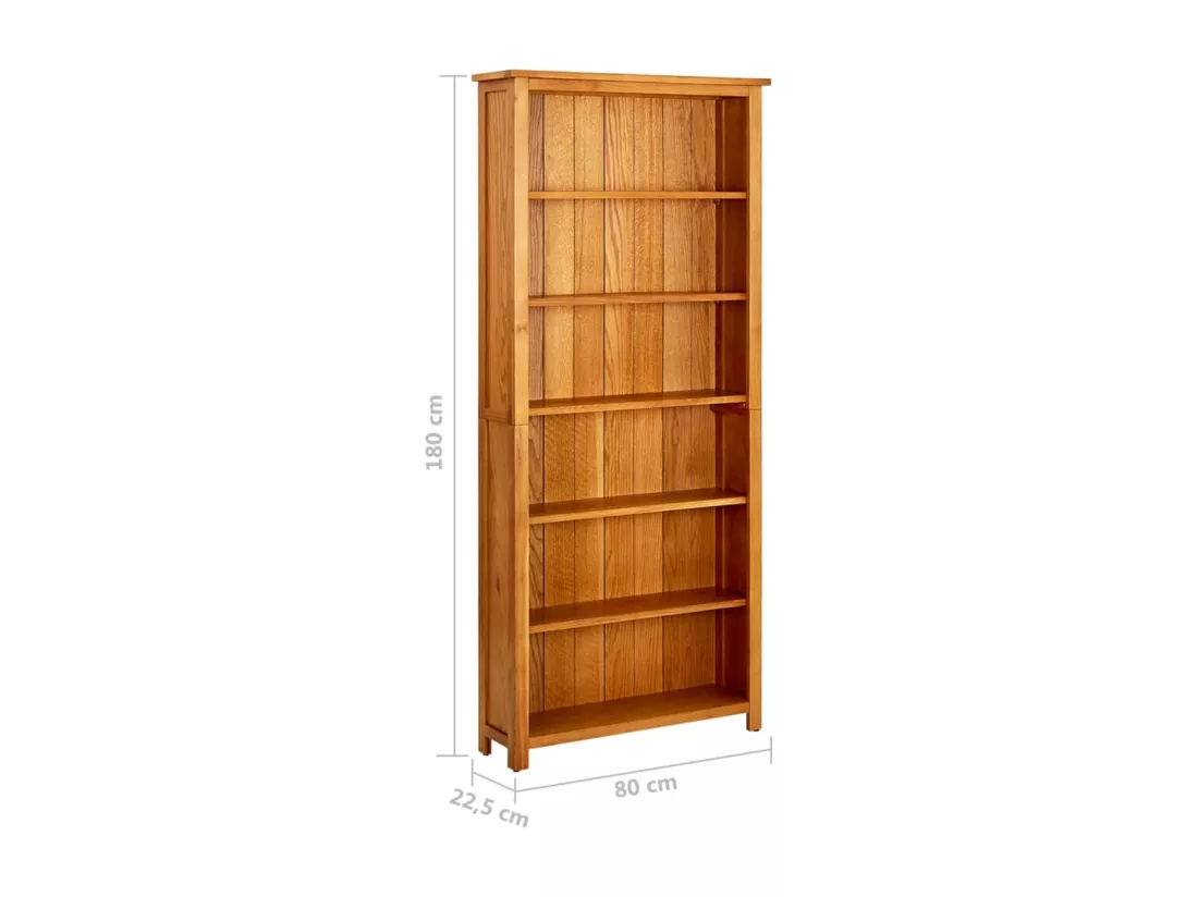 Bibliothèque à 6 étagères 80x22,5x180 cm Bois de chêne massif