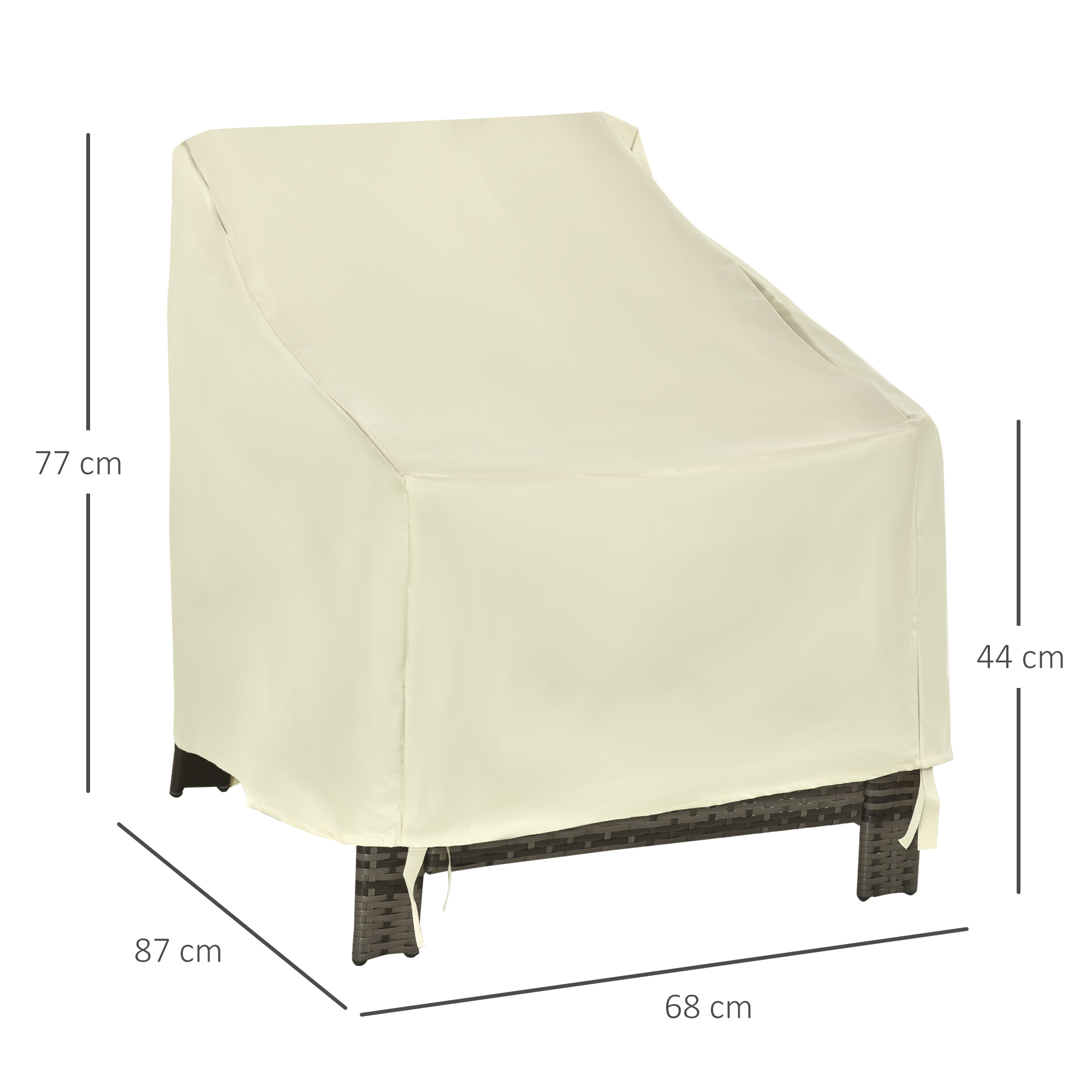 Capa protetora Outsunny para cadeiras, capa impermeável para móveis de jardim, ideal para poltronas, proteção contra chuva e sol, 68x87x77cm, tecido Oxford 600D.