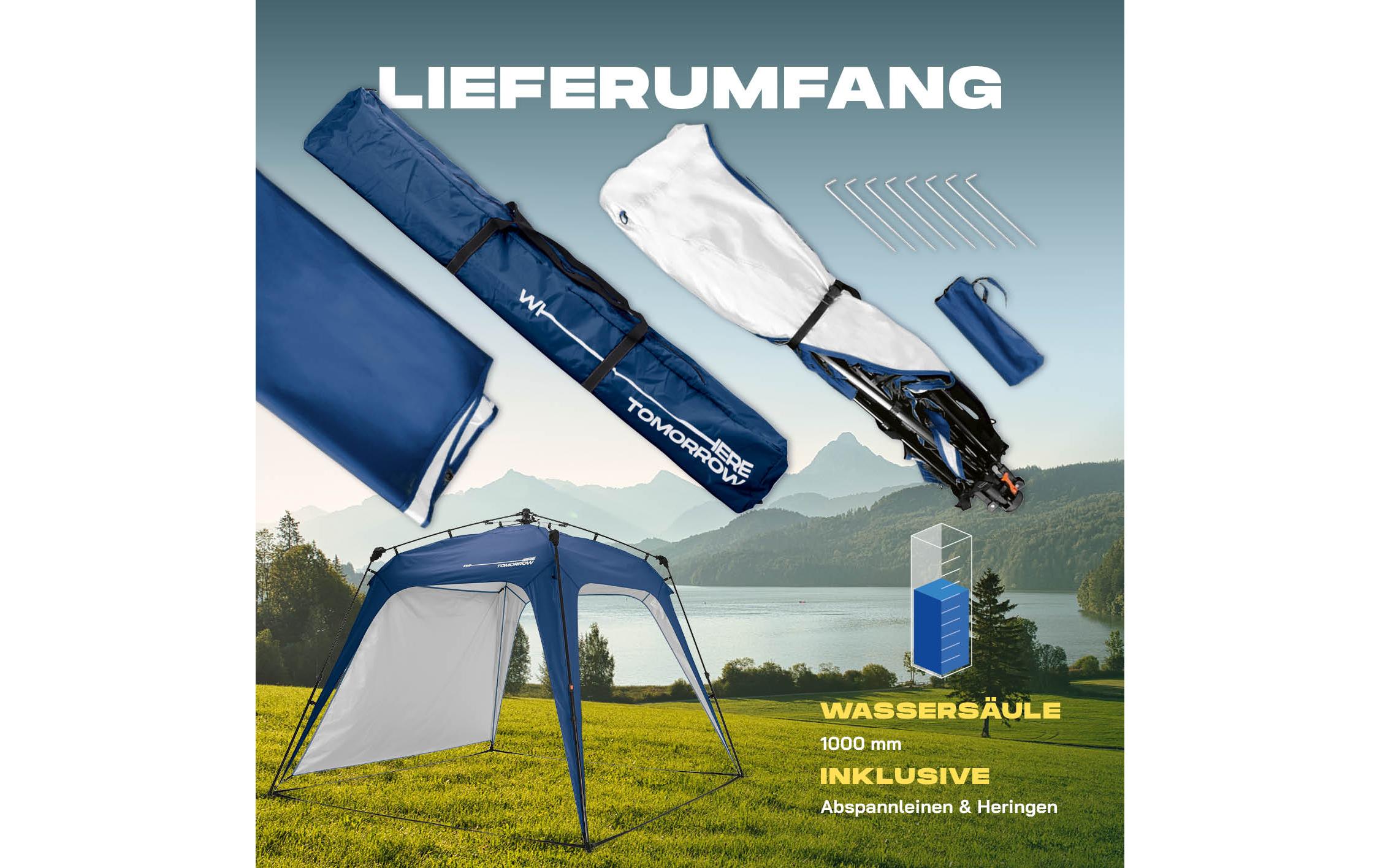 Pavillon Pop Up - Blau<br>Outdoor-Pavillon mit Seitenschutz