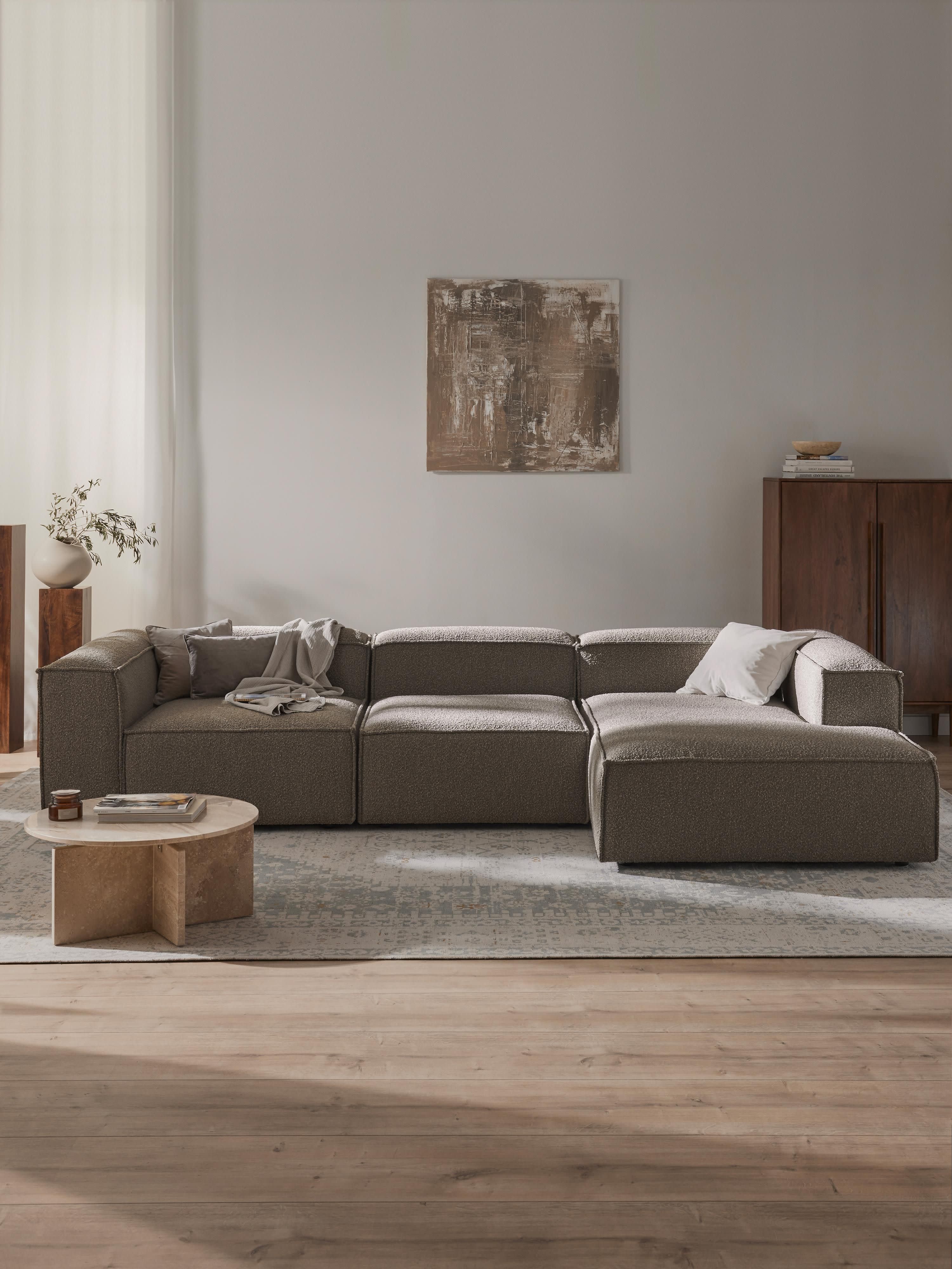 Bouclé modulaire hoekbank Lennon (4-zits)