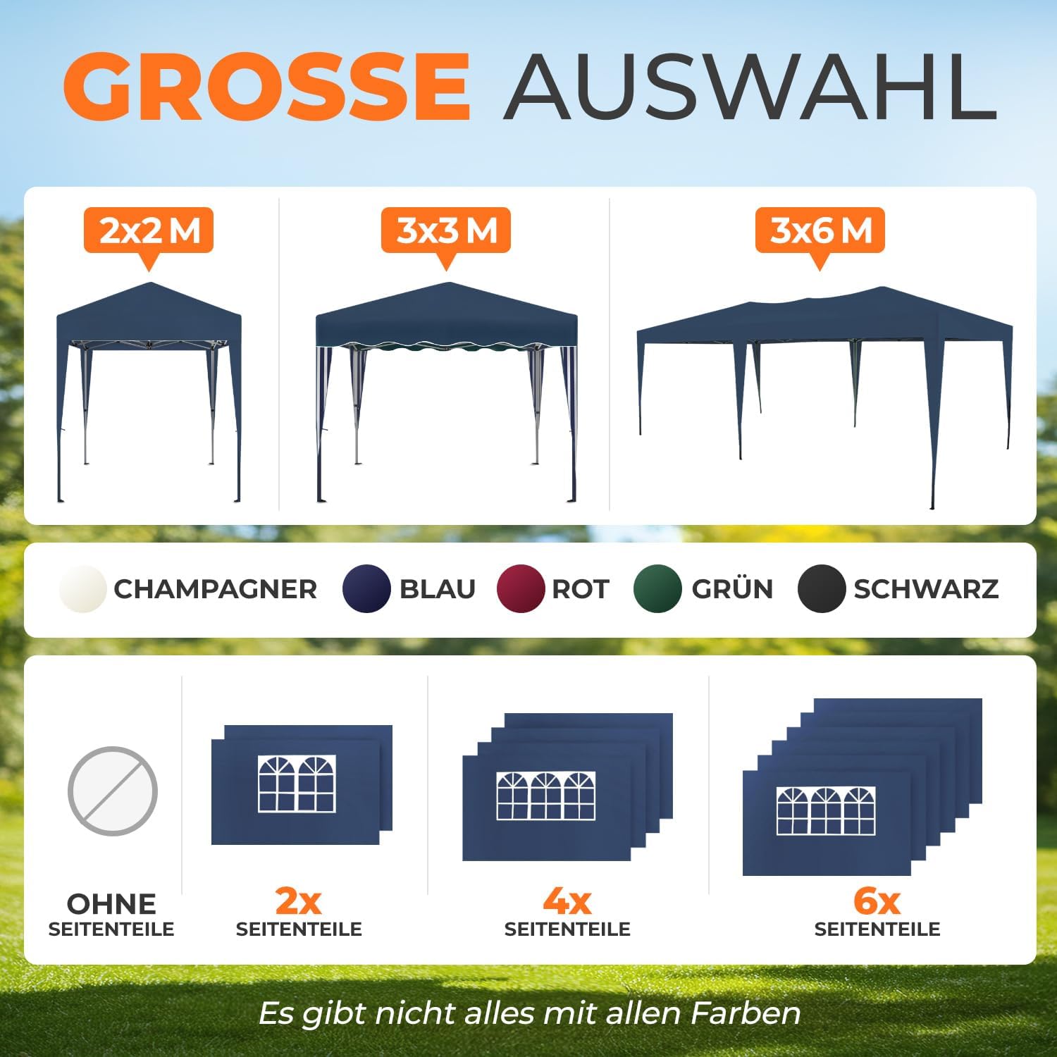 Kronenburg Faltpavillon wasserdicht Dachmaß 3 x 3 m UV Schutz 50+ Pavillon in Blau