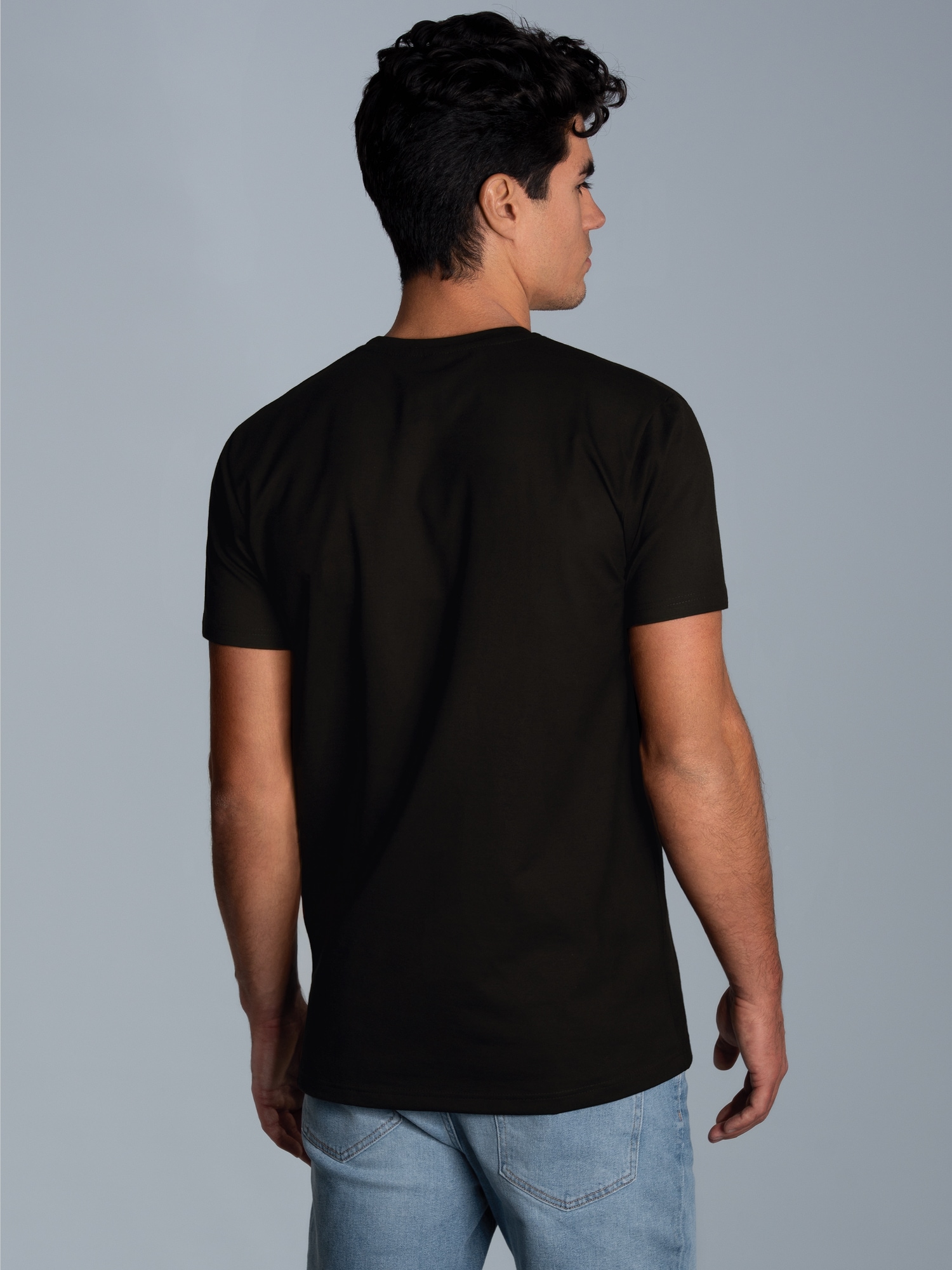 Slim Fit T-Shirt aus DELUXE Baumwolle Schwarz