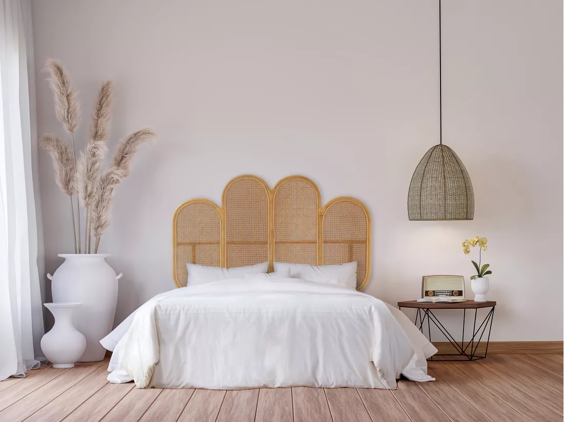 Tête de lit 140 cm - Cannage de rotin - Naturel - NILOMI