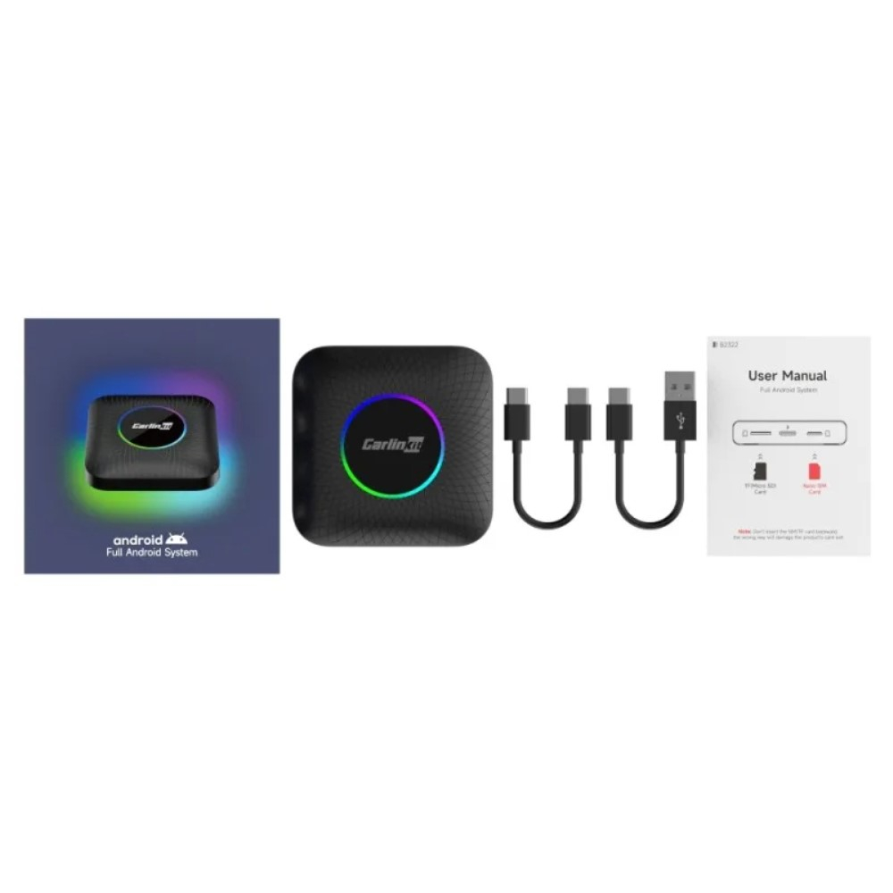 TBox Ambient Smart Box Android Auto KFZ USB A Carplay Adapter ohne Smartphone mit Qualcomm Snapdragon CPU   4G WiFi Funktion - Schwarz