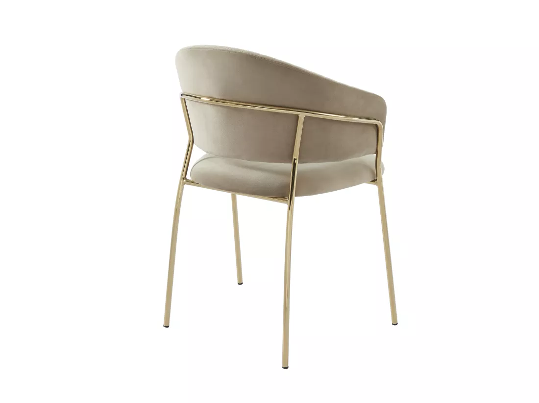 Lot de 6 chaises en velours et métal doré - Beige - MADOLIA de Pascal MORABITO