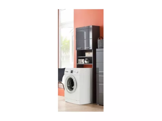 Meuble dessus de machine à laver pour salle de bain gris brillant Kelia