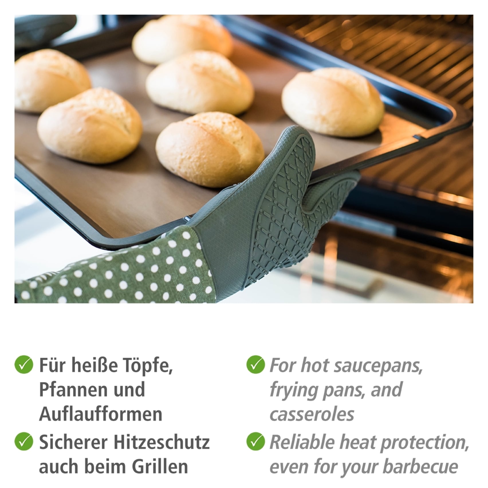WENKO Topfhandschuhe »Modell Silikon« Ofen- und Grillhandschuhe, Hitzeschutz, Baumwollinnenseite, 1 Paar