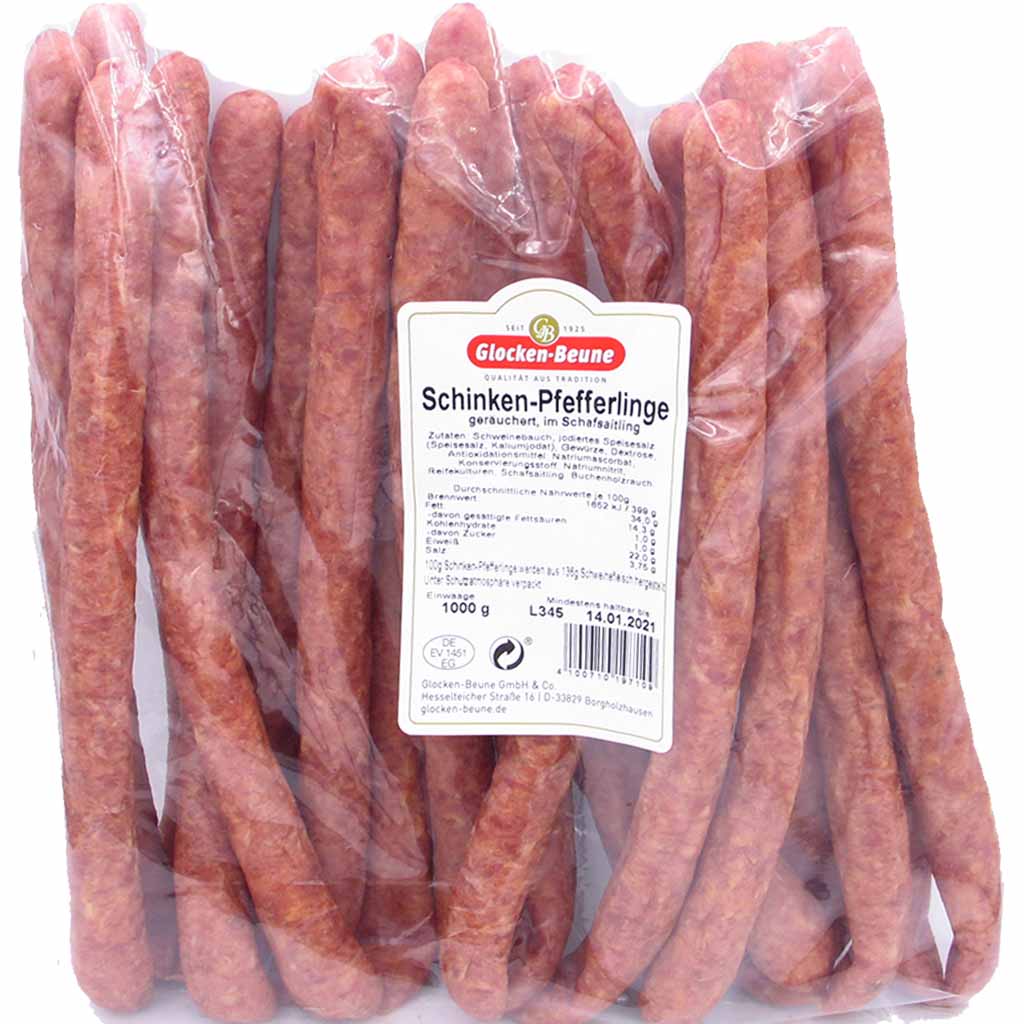 Glocken-Beune Mettwurst Schinken-Pfefferlinge mild geräuchert 1000g MHD:30.12.24