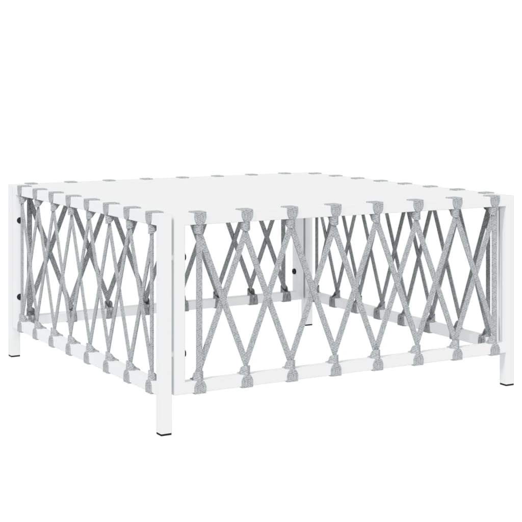 Salon de jardin meuble d'extérieur ensemble de mobilier avec coussins 5 pièces blanc acier