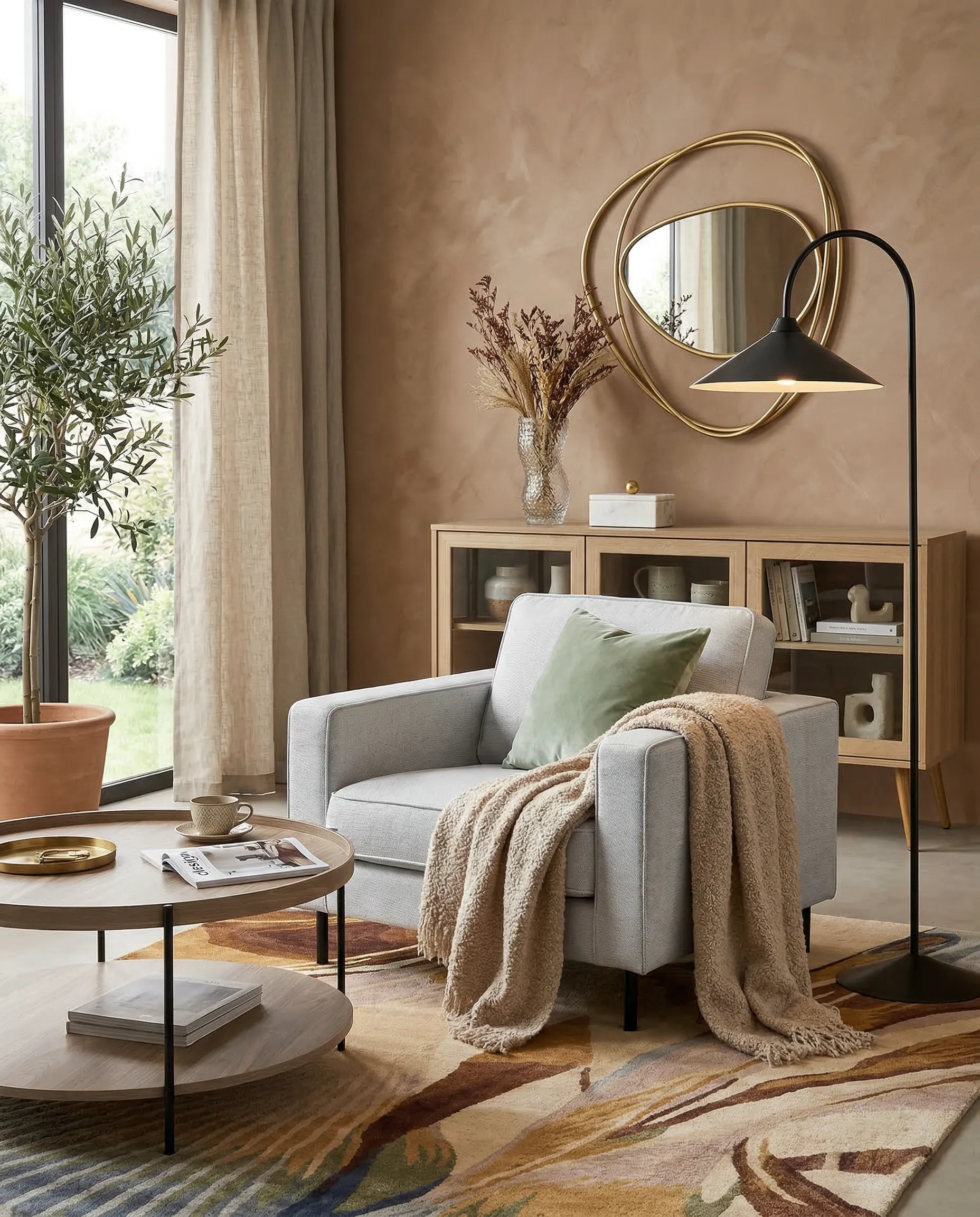 Fauteuil SAVALEN Stof Lichtgrijs