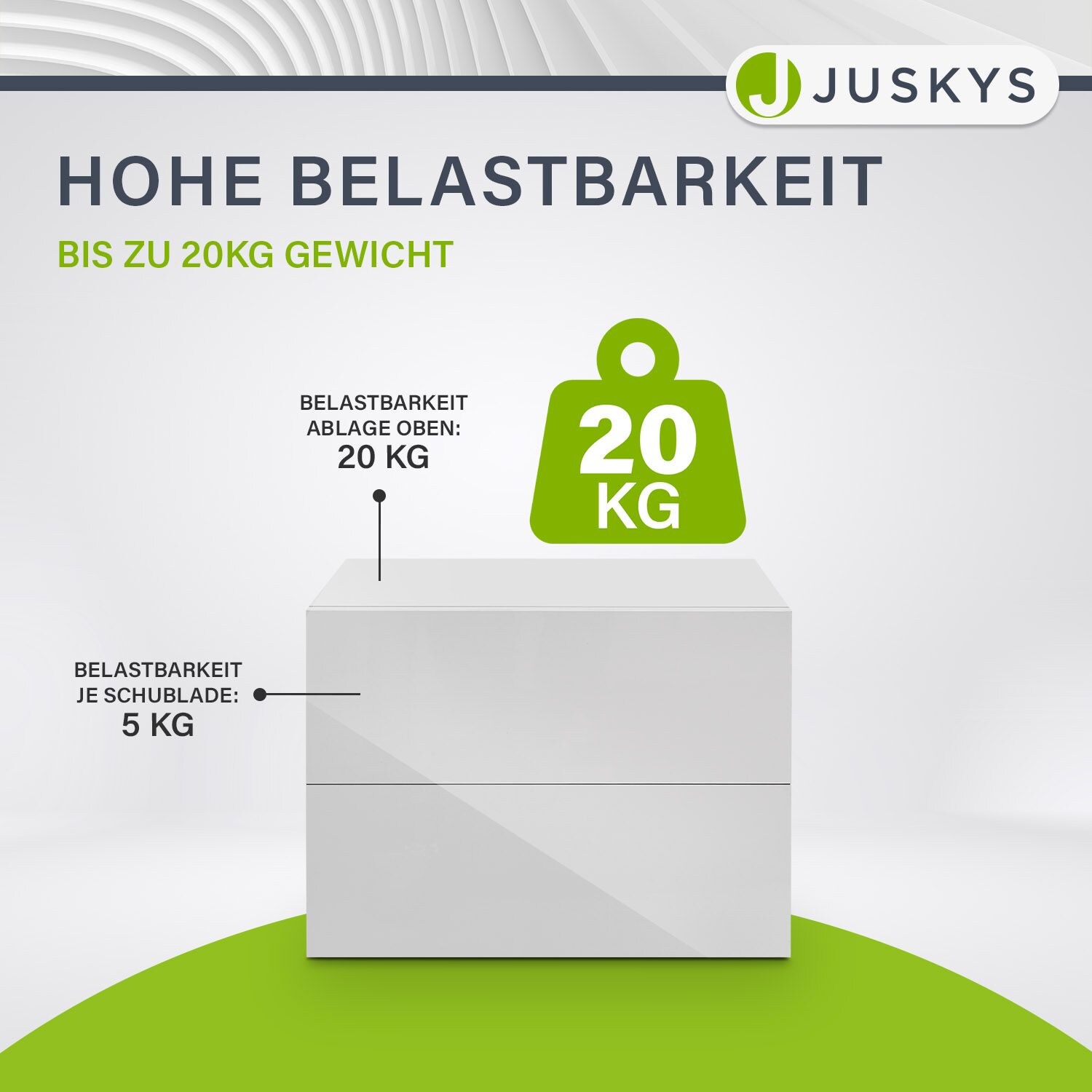 Juskys Nachttisch hängend Holz 40x29x30 cm - 2 Schubladen Wandmontage - Nachtschrank Weiß Hochglanz