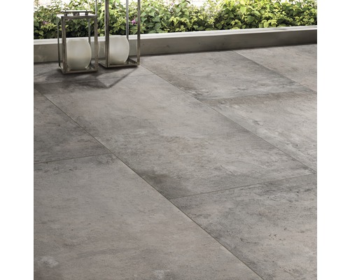 FLAIRSTONE porseleinen terrastegel Loft Grey gerectificeerde rand 120 x 60 x 2 cm