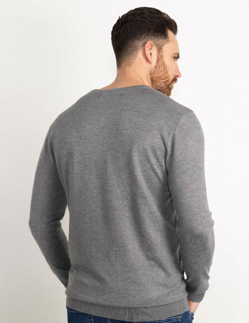 PETROL IND PULL HOMME EN MAILLE COL V GRIS