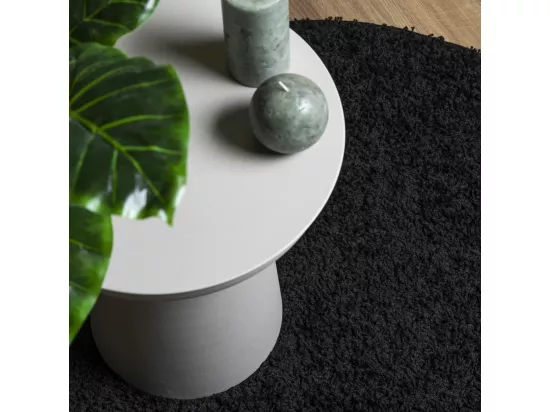 Tapis shaggy à poils longs moderne noir ø 80 cm
