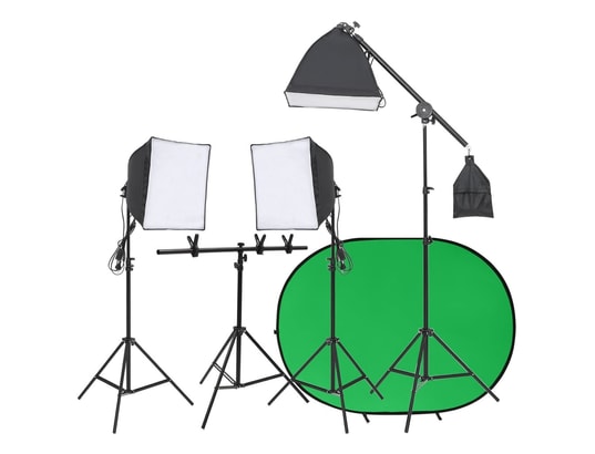 VIDAXL - Flash Kit de studio photo avec éclairage et écran de fond