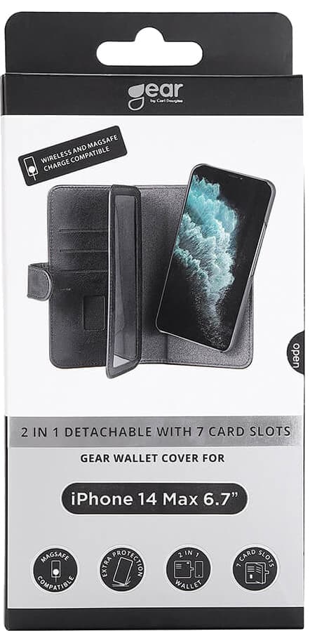 Gear 2-i-1 MagSeries iPhone 14 Plus pungetui (sort)