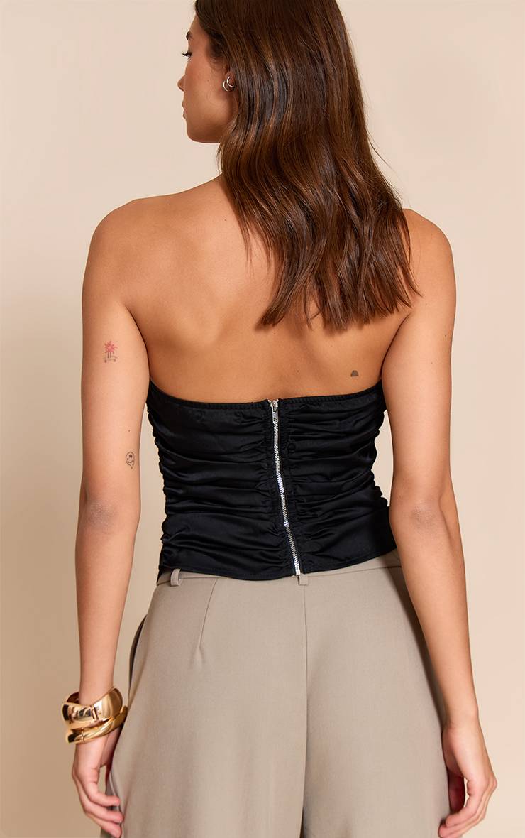 Noir Corset Froncé En Satin