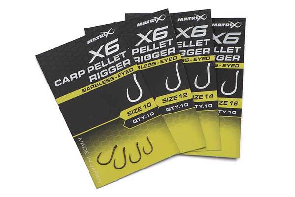 Hameçons Sans Ardillon Matrix X6 Carp Pellet Rigger – 10 Pièces