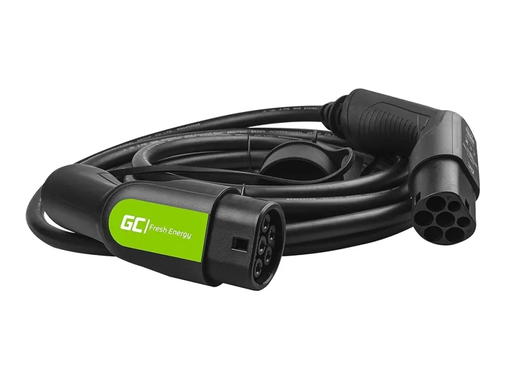 Green Cell ladekabel til elbil type 2 - optil 7,2 kW på 1 fase - 32A - 7 meter
