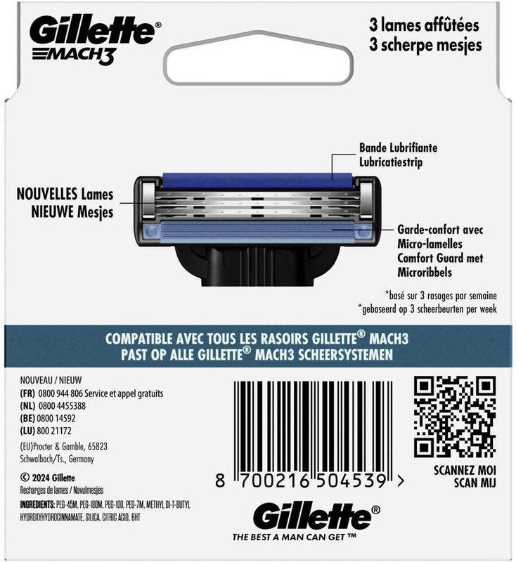 Gillette - Mach3 Base - Scheermesjes - 15 Scheerbeurten