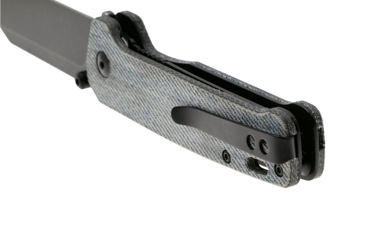 QSP Knife Penguin V2 QS130V2-B2 Blackwashed D2, Denim Micarta, zakmes