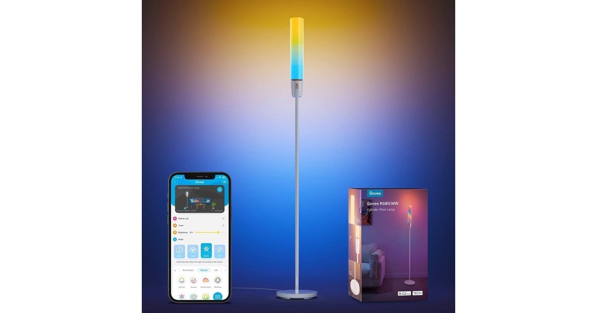 GoveeRGBICWW Cylinder Floor Lamp sfeerverlichting  (Zwart, 2,4GHz wifi + Bluetooth)