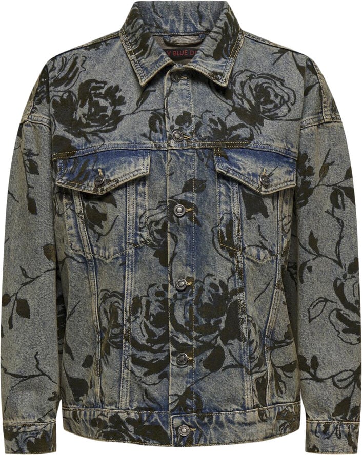 ONLY ONLMOTT LS FLORAL DNM JACKET RED DO Blå