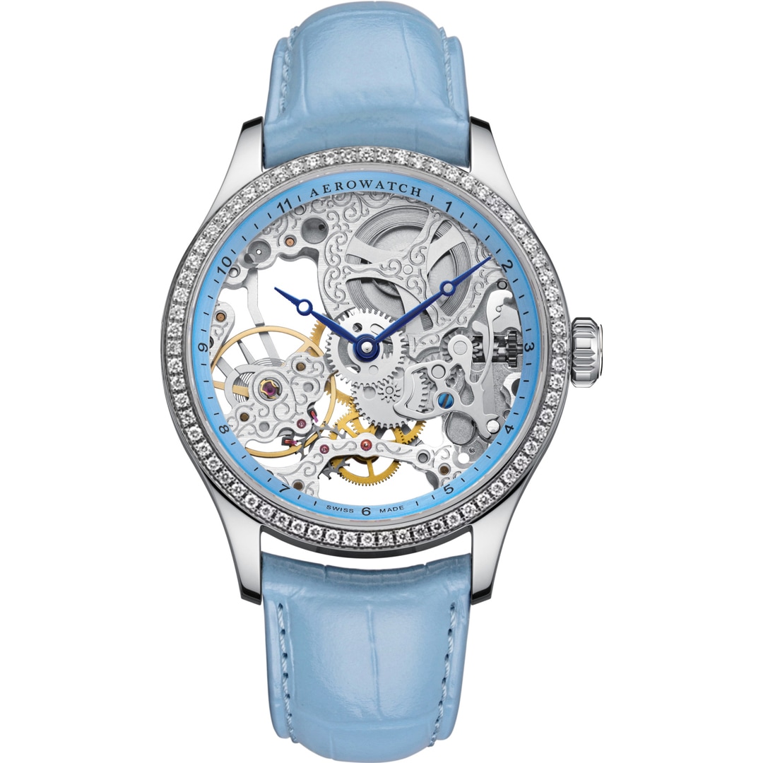 Aerowatch Renaissance Skeleton Lady Diamonds Blau