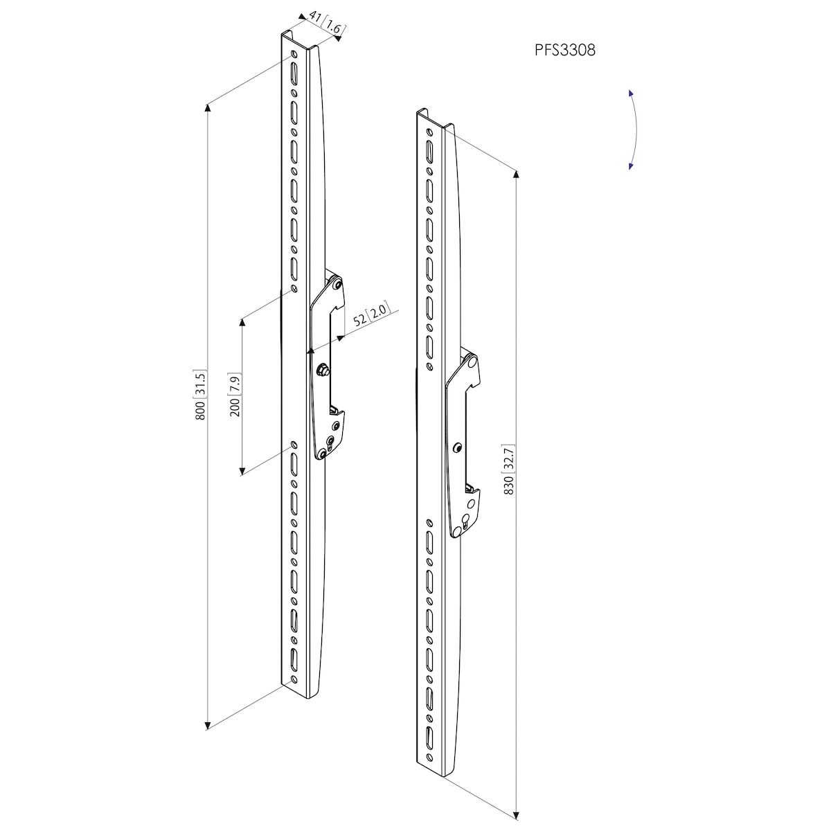 Vogels Pro PFS 3308 interface skjermfester