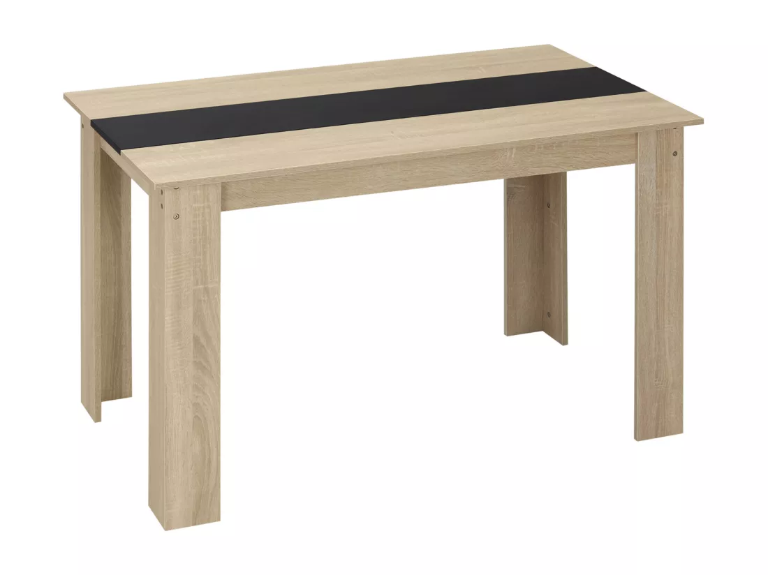 Table à manger grand plateau 4-6 personnes - dim. 120L x 69l x 75H cm - panneaux noir aspect chêne clair