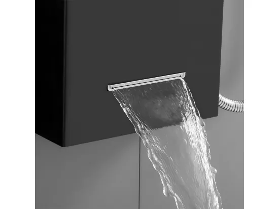 AURALUM MAX Colonne de Douche Noir LED Panneau de douche Hydromassages Système de Douche multifonctionnel colonne murale 6 Grandes Buses Massants
