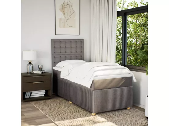 Sommier à lattes de lit avec matelas Taupe 90x190 cm Tissu