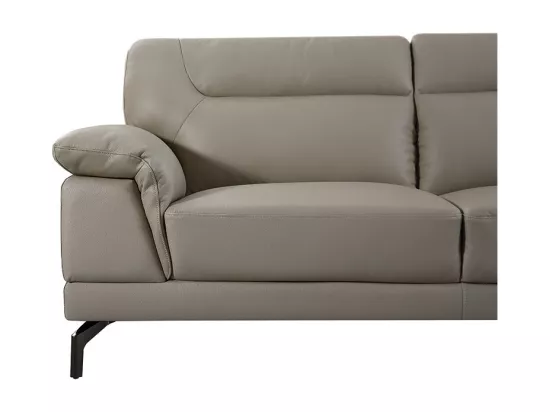 Canapé 3 places Cuir BRODY Beige - Angle Droit