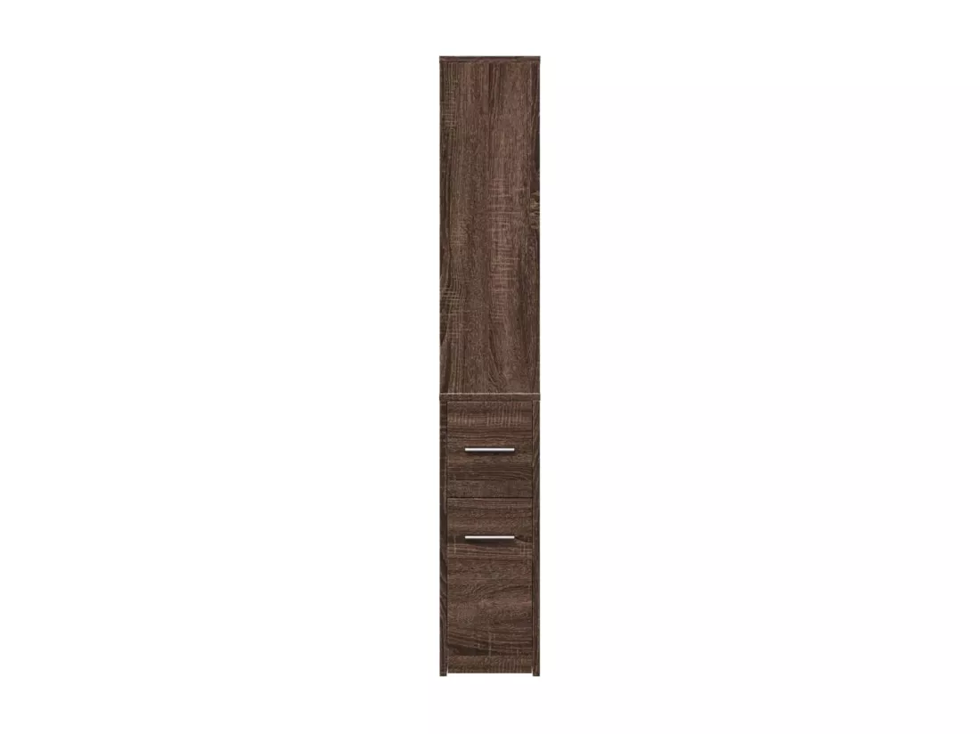 Armoire de salle de bain étroite avec roulettes chêne marron