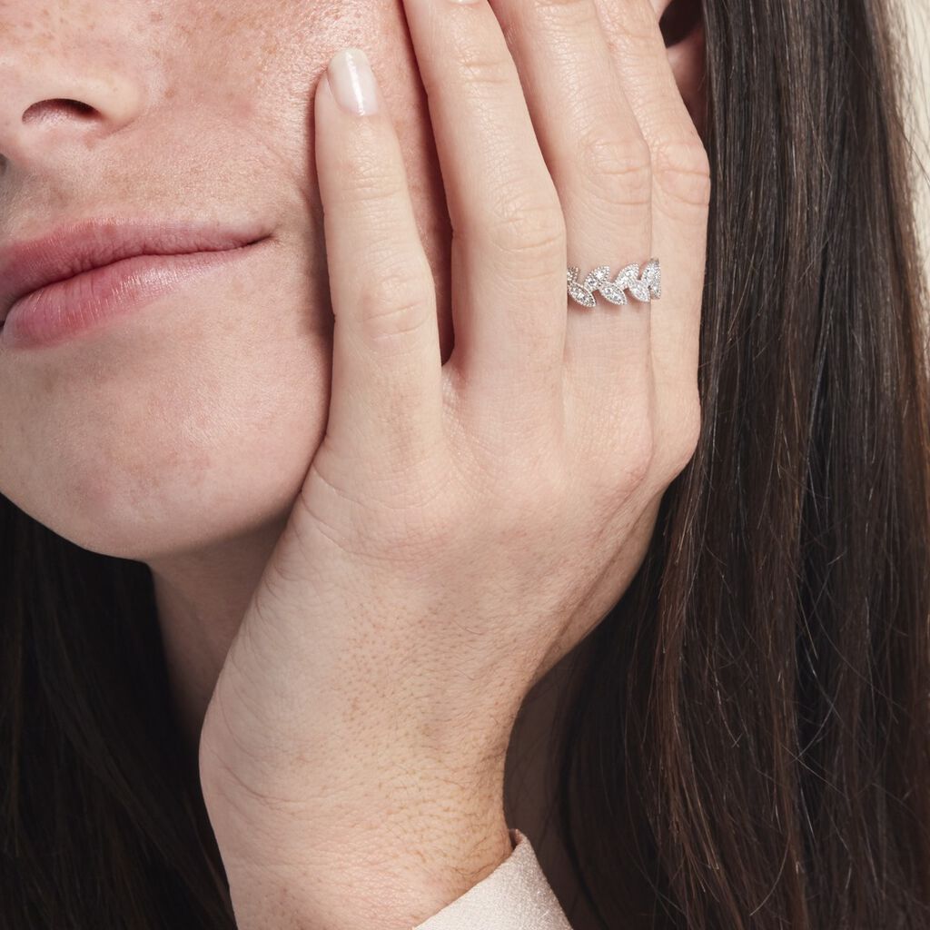 Bague Argent Blanc Cynome Oxydes De Zirconium