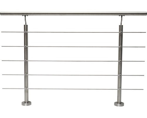 Complete leuningset Pertura RVS V2A met vijf RVS staven voor vloermontage B:1,50 m