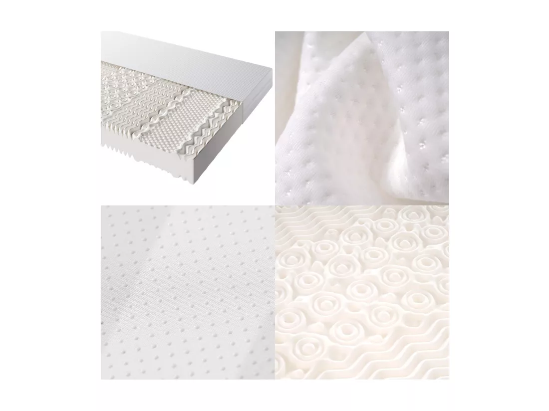 Matelas 90x200 cm mousse ép.20cm - dureté H3&H2 - en fibres lavable - Blanc
