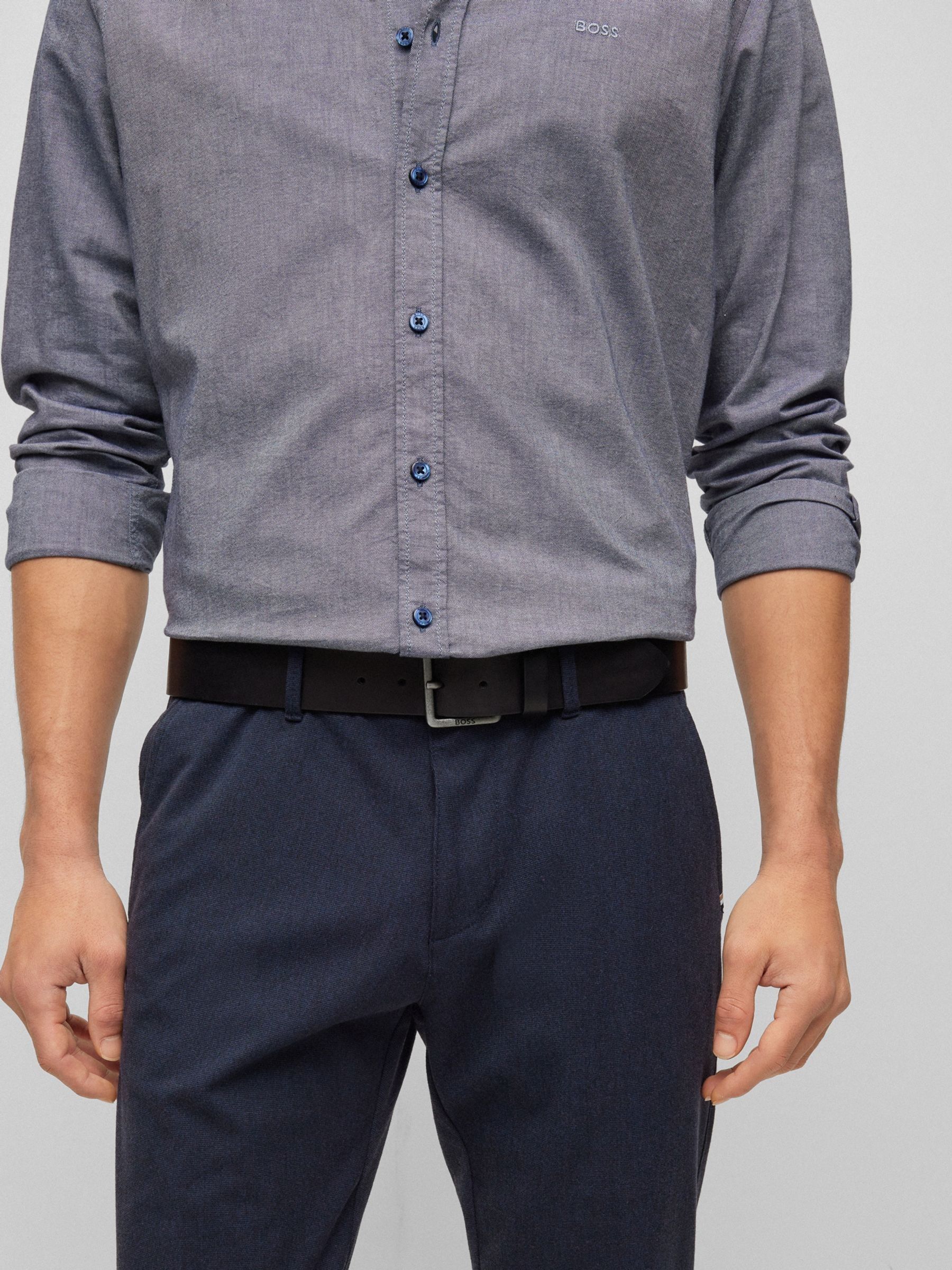 Zwart - BOSS Baxton Leather Belt