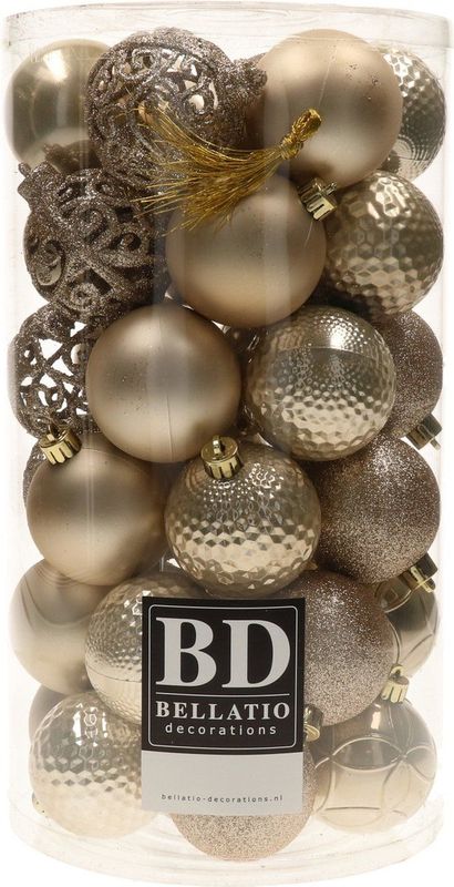 Decoris - Kerstballen - Champagne - 37 Stuks - Kunststof