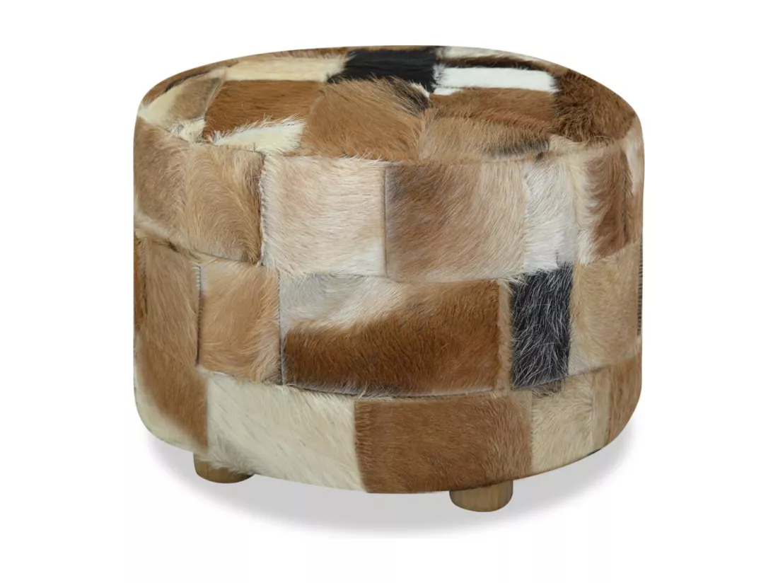 Pouf Cuir véritable Rond 50 x 50 x 45 cm