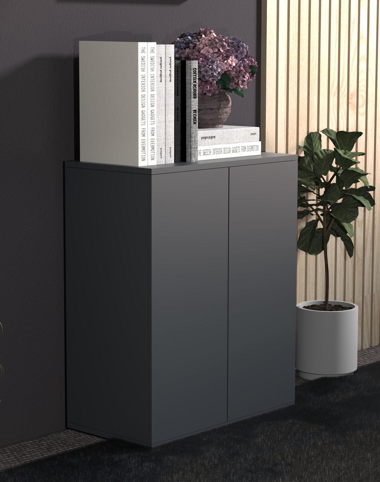 Kommode DALOSA - anthrazit - 2 Fächer - 60 cm