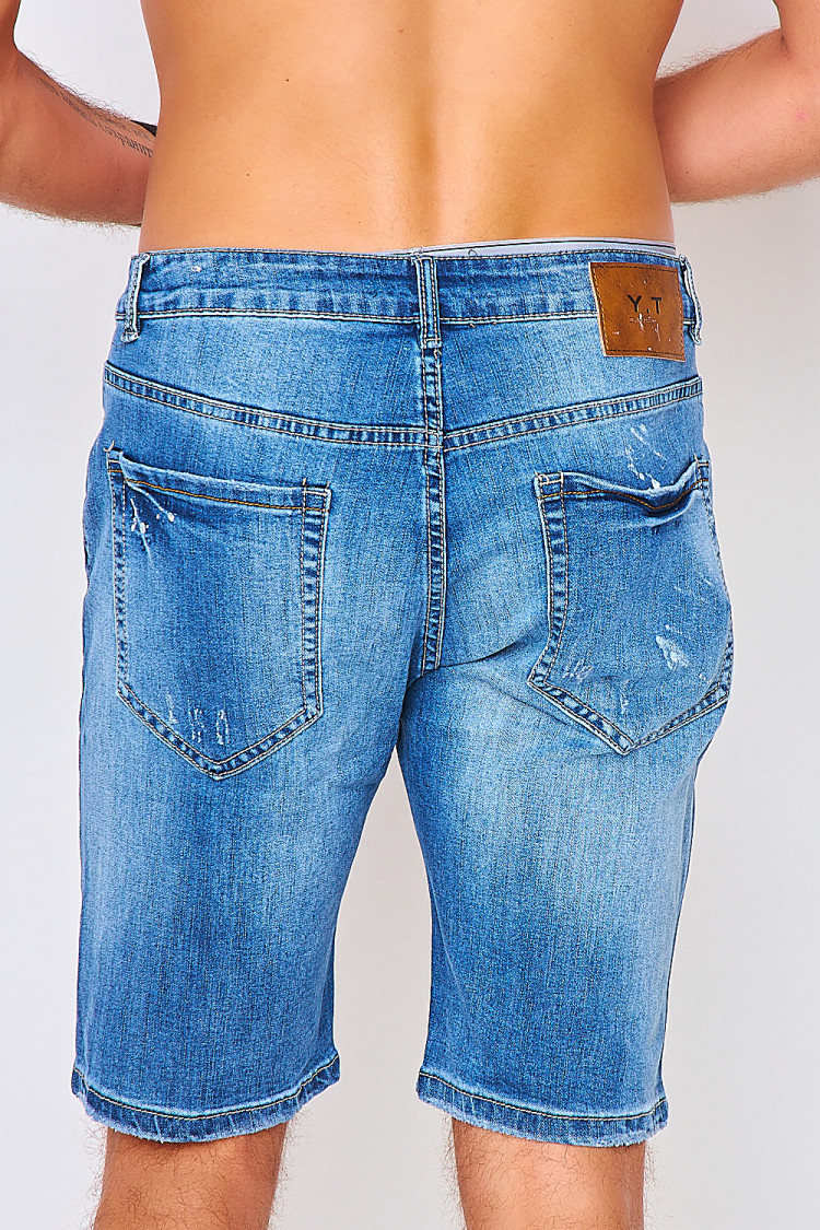 Bermuda bleu en jeans délavé