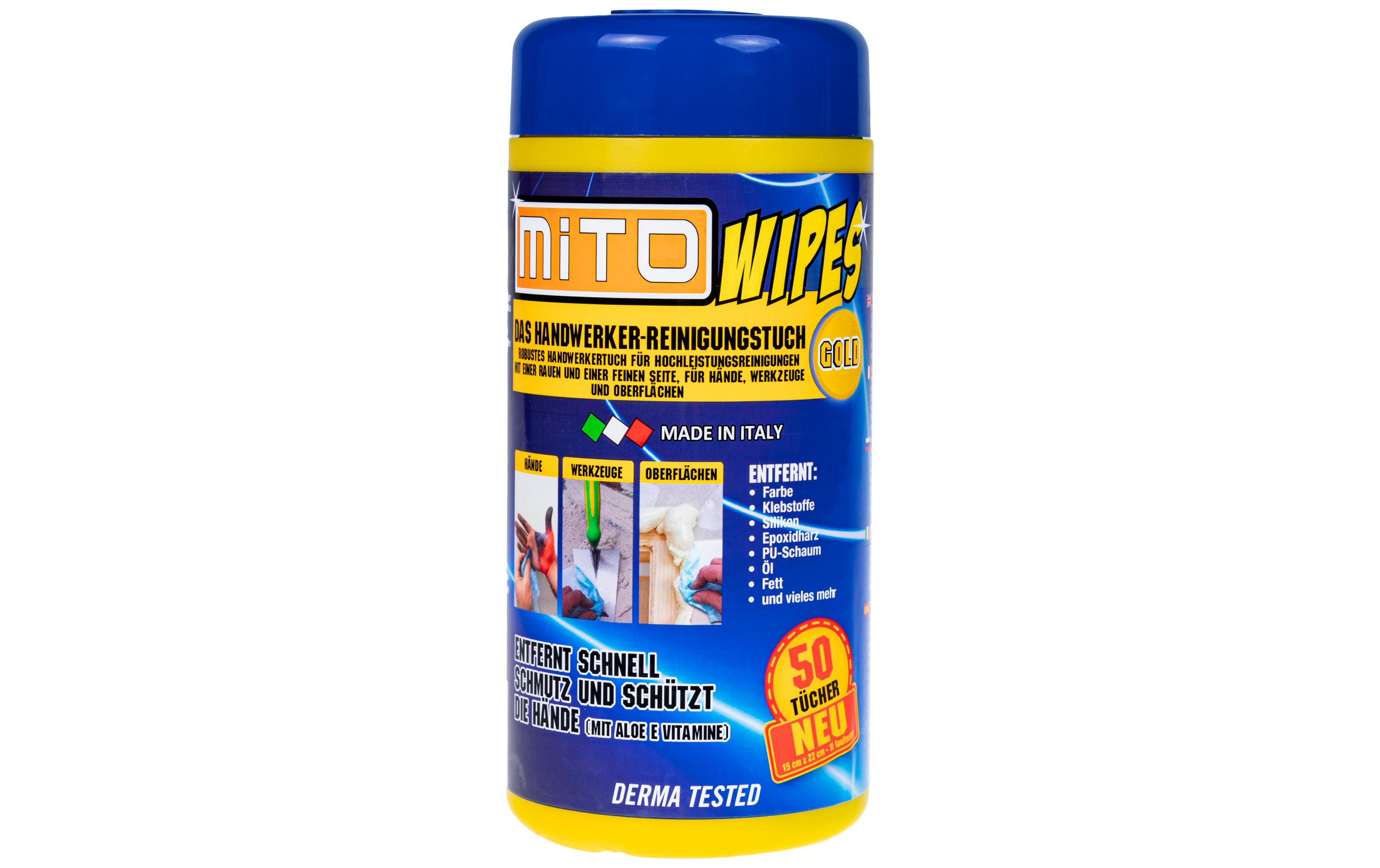 Reinigungstücher MITO Wipes Gold 50 Stück, 22 x 15 cmHandwerker Reinigungstücher