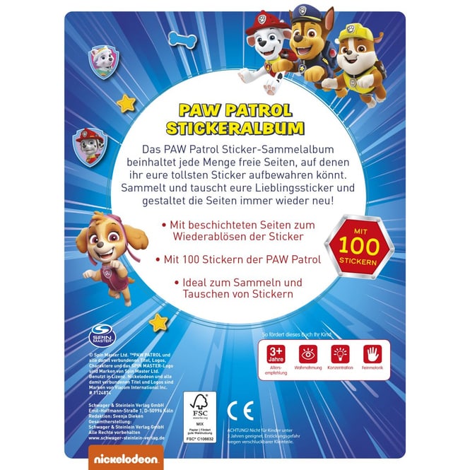 Paw Patrol - Mein Stickeralbum zum Sticker-Sammeln und Tauschen