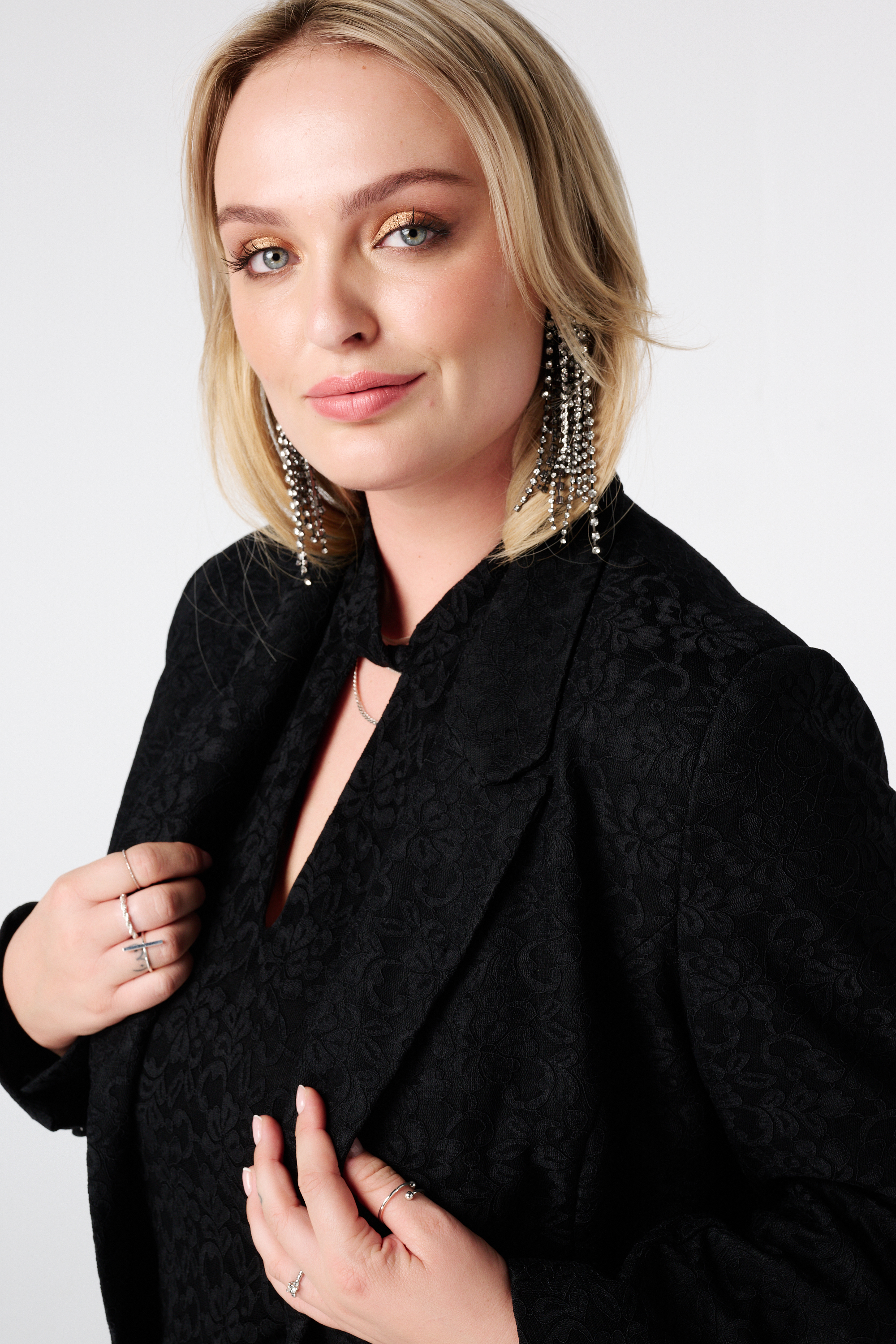 Getailleerde kanten blazer Zwart